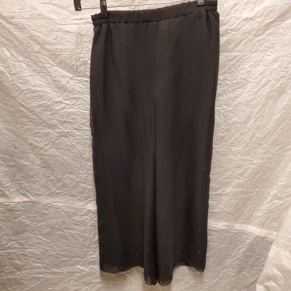 Gigi's Closette Glenview Women's Black Matching Set Pants and Top with Rhines... - Picture 3 of 9
